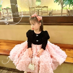 long-sleeve-black-snow-velvet-dress-with-pearl-pink-flower-skirt-midi-for-baby-g