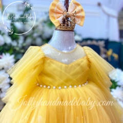 short-sleeve-mesh-neck-dress-with-cut-out-v-back-in-yellow-tulle-midi-dress-for-