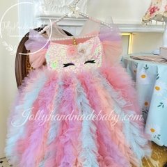 unicorn-cap-sleeve-midi-dress-with-feather-style-in-rainbow-mesh-tulle-dress-for