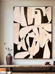 Tranh Nâu Cafe Xám Be Trừu Tượng Boho Minimalist Wabi Sabi Nhật Bản Tối Giản Đơn Dọc Treo Tường Tráng Gương / Canvas Cao Cấp Trang trí