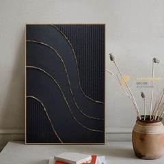Tranh Đơn Dọc Treo Tường Tráng Gương / Canvas Cao Cấp Trừu Tượng Nghệ thuật Đen Phong Cách Sơn Dầu Tối Giản TTDN2314- MELYHOME