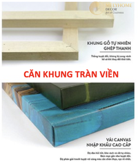 Tranh Đơn Ngang Trừu Tượng Hoa Sen Vàng Thư Pháp Chữ Phúc Treo Tường Tráng gương Trang trí phòng khách sạn nhà hàng