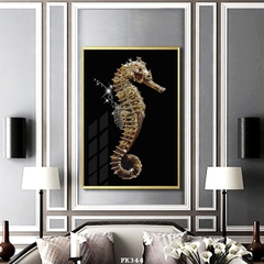 Tranh treo tường đơn dọc canvas Tráng gương pha lê cá ngựa trừu tượng (tỷ lệ 2:3) -8