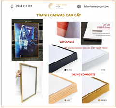 Tranh Hoa Sen Vàng Chú Tiểu Thư Pháp Chữ Lộc Đơn Dọc Treo Tường Tráng Gương / Canvas Cao Cấp Trang trí