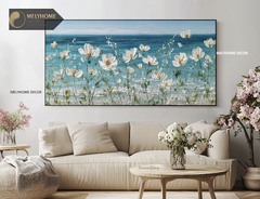 Tổng hợp Các Mẫu Tranh Ngang Biển Hoa Xanh Dương In Phẳng Như Nổi 3D Nghệ Thuật Treo Tường Trang trí Phòng Khách Sạn Resorts Phòng Ngủ MELYHOME DECOR