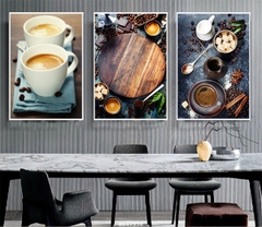 Bộ 3 tranh treo tường canvas Tráng gương cao cấp trang trí quán cafe nhà hàng, bàn ăn -26