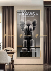 Tranh treo tường đơn dọc Canvas Tráng gương Gấu Bearbrick Kaws hiện đại (tỷ lệ 1:2) -3