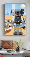 Tranh treo tường đơn dọc canvas Tráng gương gấu bearbrick kaws (tỷ lệ 2:3) -1