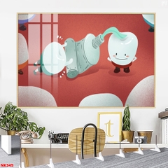 Tranh treo tường đơn Tráng gương Cao Cấp Phòng Khám Nha Khoa Nhi-Giáo dục Trẻ Em Chăm sóc Răng Miệng Dễ Thương  tỷ lệ 2:3 -30