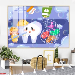 Tranh treo tường đơn Tráng gương Cao Cấp Phòng Khám Nha Khoa Nhi-Giáo dục Trẻ Em Chăm sóc Răng Miệng Dễ Thương  tỷ lệ 2:3 -33