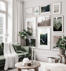 Bộ 10 Tranh Treo Tường Tráng gương/Canvas Trắng Vàng Phong Cảnh Lá Cây Xanh Cánh Đồng Cỏ Trừu Tượng - MELYHOME