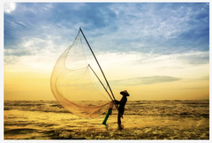 Tranh treo tường Việt Nam-  Làng chài Kéo lưới đánh cá (tỷ lệ 2:3) -1