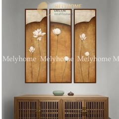 Bộ 3 Tranh Treo Tường Canvas / Tráng Gương Hoa sen - HS1332