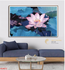 Tranh Đơn Ngang Treo Tường Tráng Gương / Canvas Hoa Sen HSDN239- MELYHOME