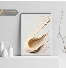 Tranh Đơn Dọc Treo Tường Tráng Gương / Canvas Cao Cấp Trừu Tượng 3D Nghệ thuật Sơn Dầu Trắng Tối Giản TTDN23122- MELYHOME
