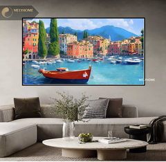 Tranh Đơn Ngang Treo Tường Tráng gương Phong Cảnh Thành Phố Châu Âu Nổi Tiếng -TP121