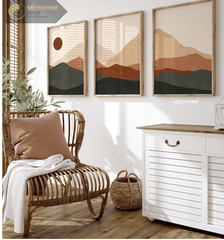 Bộ 3 Tranh Treo Tường Tráng Gương / Canvas Tối Giản Boho Minimalist - MELYHOME- BOHO3231