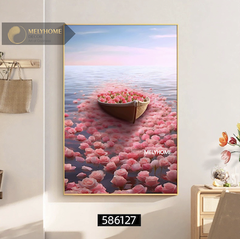 Tranh Đơn Dọc Treo Tường Tráng Gương / Canvas Cao Cấp Phong Cảnh Hoa Hồng Lãng Mạn- HH231