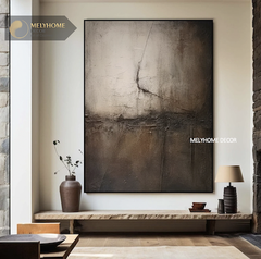 Tranh Nâu Be Cafe Đất Núi Phong Cảnh Trừu Tượng Boho Minimalist Wabi Sabi Nhật Bản Tối Giản Đơn Dọc Treo Tường Tráng Gương / Canvas Cao Cấp Trang trí