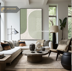 Tranh Xanh Dương Boho Minimalist Wabi Sabi Nhật Bản Tối Giản Đơn Dọc Treo Tường Tráng Gương / Canvas Cao Cấp Trang trí Phòng Học Bàn ăn