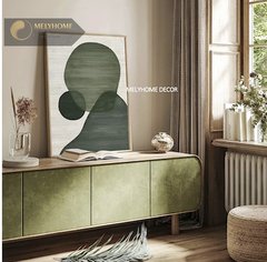 Tranh Xanh Dương Boho Minimalist Wabi Sabi Nhật Bản Tối Giản Đơn Dọc Treo Tường Tráng Gương / Canvas Cao Cấp Trang trí Phòng Học Bàn ăn