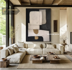 Tranh Đen Xám Be Phong Cảnh Trừu Tượng Boho Minimalist Wabi Sabi Nhật Bản Tối Giản Đơn Dọc Treo Tường Tráng Gương / Canvas Cao Cấp Trang trí