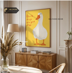 Tranh Màu Vàng Đáng Yêu Ngọt Ngào Hoa Cúc Chanh Mây Vịt Động Vật Chữ Dễ Thương Pastel Tối Giản Đơn Dọc Treo Tường Tráng Gương / Canvas Cao Cấp Trang trí Quán Cafe Showroom Thời Trang