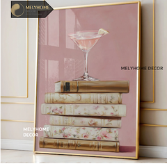 Tranh Màu Hồng Cá Tính Dễ Thương Pastel Tối Giản Đơn Dọc Treo Tường Tráng Gương / Canvas Cao Cấp Trang trí Quán Cafe Showroom Thời Trang