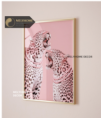 Tranh Báo Hồng Couple Dễ Thương Pastel Boho Minimalist Tối Giản Đơn Dọc Treo Tường Tráng Gương / Canvas Cao Cấp
