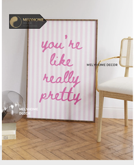 Tranh Màu Hồng Cá Tính Dễ Thương Pastel Tối Giản Đơn Dọc Treo Tường Tráng Gương / Canvas Cao Cấp Trang trí Quán Cafe Showroom Thời Trang