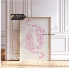 Tranh Màu Hồng Cá Tính Dễ Thương Pastel Tối Giản Đơn Dọc Treo Tường Tráng Gương / Canvas Cao Cấp Trang trí Quán Cafe Showroom Thời Trang