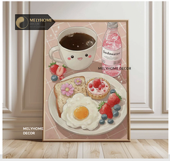 Tranh Màu Hồng Cá Tính Dễ Thương Pastel Tối Giản Đơn Dọc Treo Tường Tráng Gương / Canvas Cao Cấp Trang trí Quán Cafe Showroom Thời Trang