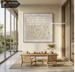 Tranh treo tường đơn vuông- Tráng gương Cao Cấp Nâu Đất Cafe Trừu tượng IN Kiểu Sơn Dầu Wabi sabi Tối Giản Minimalist - MELYHOME DECOR