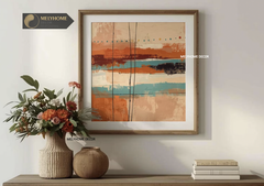 Tranh treo tường đơn vuông- Tráng gương Cao Cấp Cam Đỏ Trừu tượng Wabi sabi Tối Giản Minimalist - MELYHOME DECOR