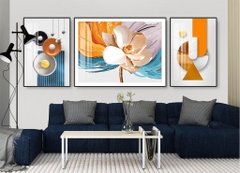 Bộ 3 tranh treo tường Tráng gương cao cấp - Hoa -Kiểu mới- 3