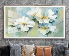 Tranh treo tường đơn dọc ngang canvas Tráng gương hoa lá (tỷ lệ 1:2) -2