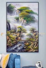 Tranh treo tường đơn dọc canvas Tráng gương núi rừng phong cảnh (tỷ lệ 2:3) -6