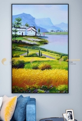 Tranh treo tường đơn dọc canvas Tráng gương núi rừng phong cảnh (tỷ lệ 2:3) -3
