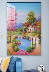 Tranh treo tường đơn dọc canvas Tráng gương núi rừng phong cảnh (tỷ lệ 2:3) -1