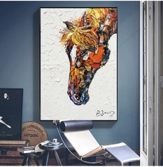 Tranh treo tường đơn dọc canvas Tráng gương ngựa hiện đại (tỷ lệ 2:3) -6