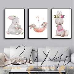Bộ 3 tranh treo tường tranh hoạt hình trẻ em hoạt hình động vật canvas Tráng gương cao cấp-15