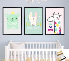 Bộ 3 tranh treo tường tranh hoạt hình trẻ em hoạt hình động vật canvas Tráng gương cao cấp-20