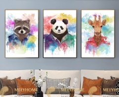 Bộ 3 tranh treo tường tranh hoạt hình trẻ em hoạt hình động vật canvas Tráng gương cao cấp-19