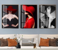 Bộ 3 tranh treo tường Canvas Tráng gương cao cấp chân dung cô gái khoả thân nghệ thuật -3