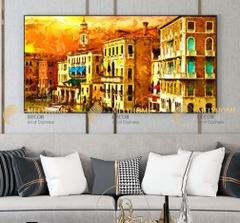 Tranh treo tường đơn dọc ngang canvas Tráng gương thành phố hiện đại (tỷ lệ 1:2) -2