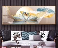 Tranh treo tường đơn ngang Tráng gương / Canvas - Đôi Thiên Nga Uyên Ương- NTT4-13