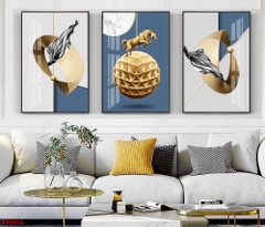 Bộ 3 Tranh Treo Tường Tráng Gương / Canvas Trừu Tượng Hình Học- MELYHOME- 10