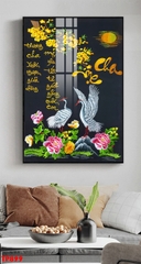 Tranh đơn treo tường Tráng gương Cao Cấp - Thư Pháp Chữ Cha Mẹ -  tỷ lệ 2:3 -4
