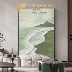 Tranh Đơn Dọc Treo Tường Tráng Gương / Canvas Trừu tượng Sơn Dầu Xanh Lá CTQ239- MELYHOME