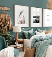 Bộ 3 Tranh Treo Tường Tráng gương/Canvas Phong Cảnh Biển Vịnh Bông Cỏ Lau  - MELYHOME